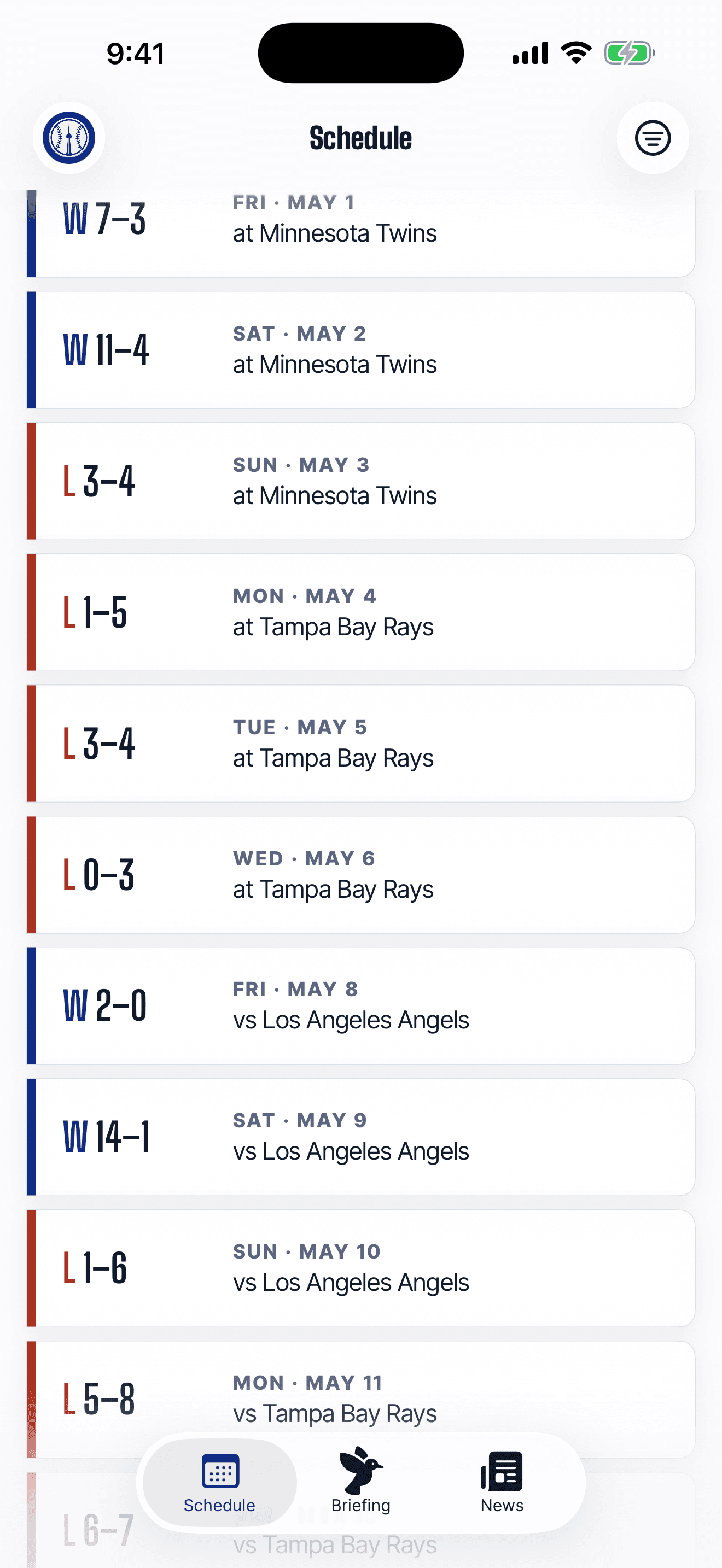 The Summer93 schedule — a live Blue Jays game card and upcoming games